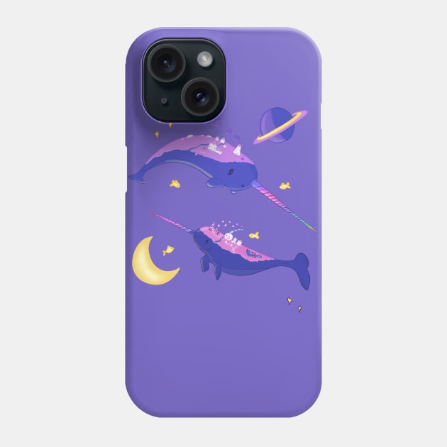 Space Narwhal Phone Case by moonlitdoodl