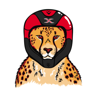 Cheetah wearing a helmet T-Shirt