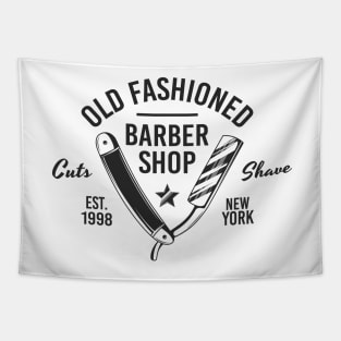 Barbershop print with razor blade. Monochrome retro design. Tapestry