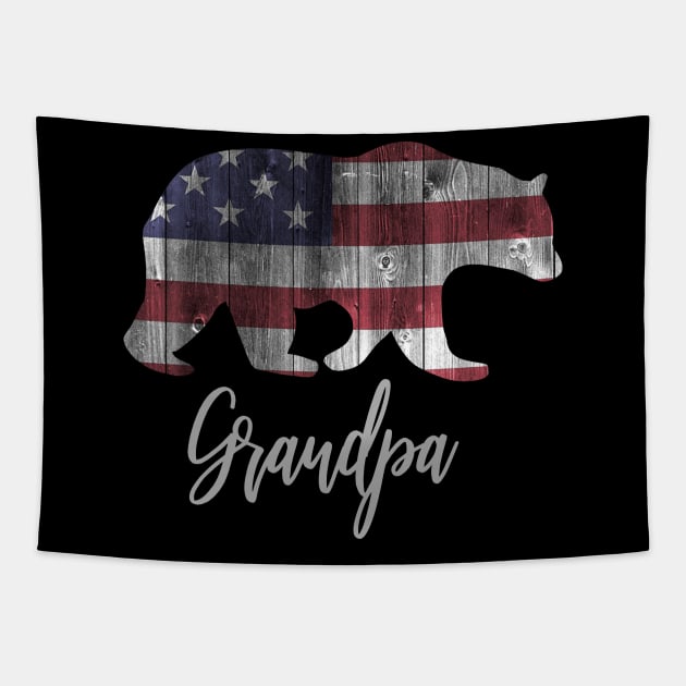 Grandpa Bear 4th of july flag american Tapestry by sevalyilmazardal