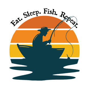 Father's Day Fishing Silhouette Eat Sleep Fish Repeat T-Shirt