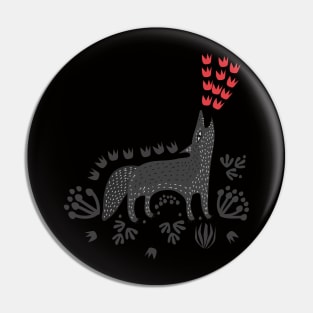 Folksy Night Wolf Pin