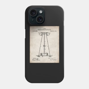 Tesla Transmitter Patent - Electrician Maker Workshop Art - Antique Phone Case