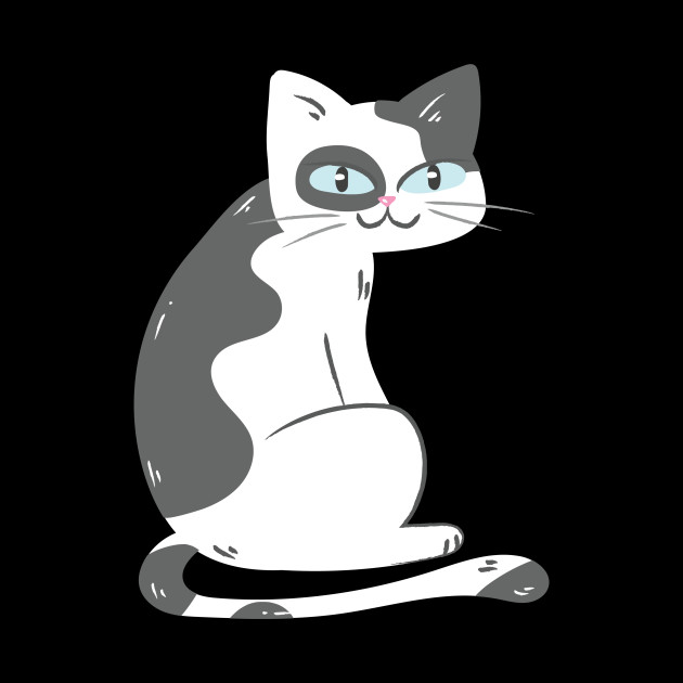 Grey White Cat With Green Eyes Cartoon Comic Style Cat Pin