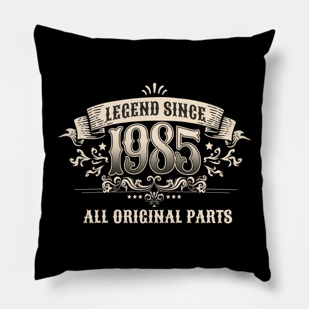 Retro Vintage Birthday Legend since 1985 All Original Parts Pillow by star trek fanart and more