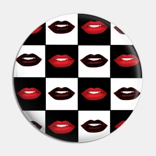 Checkerboard Lips Pattern Pin