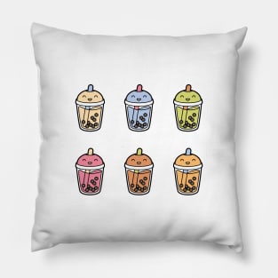 Cute Kawaii Colorful Bubble Teas - 6 Flavors Pillow