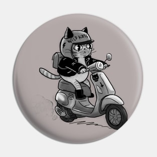 biker goth punk kitty cat Pin