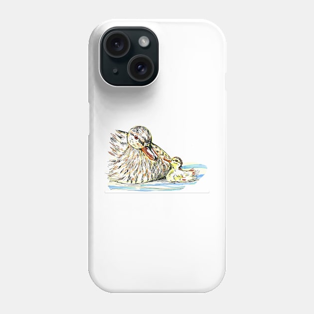 Mother duck and baby duckling Phone Case by drknice