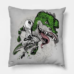 Old School Dinosaur Football Player Pillow