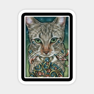 Cosmos Cat with Toy - White Outlined Version Magnet