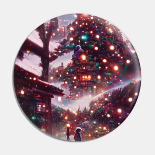 Modern Christmas Town Alone in the Village Christmas Vacation Xmas Season Pin