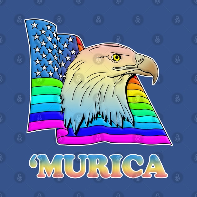 'MURICA Gay Pride American Rainbow Flag Bald Eagle Design by DankFutura