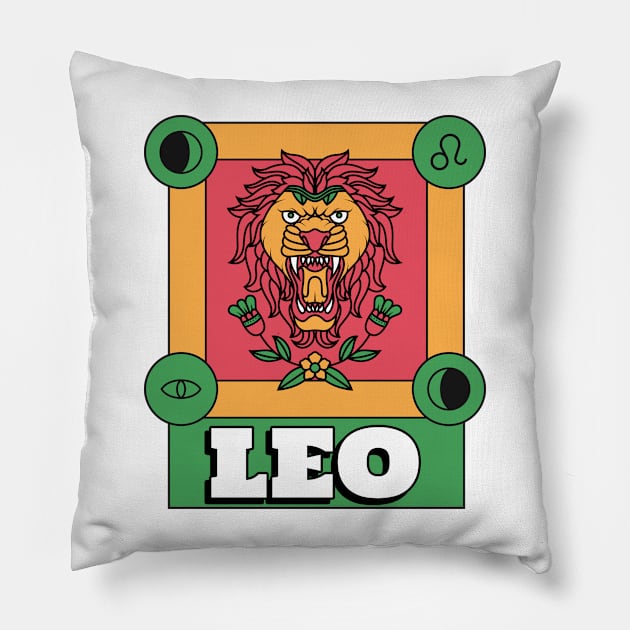 Leo Zodiac Sign Pillow by Tip Top Tee's