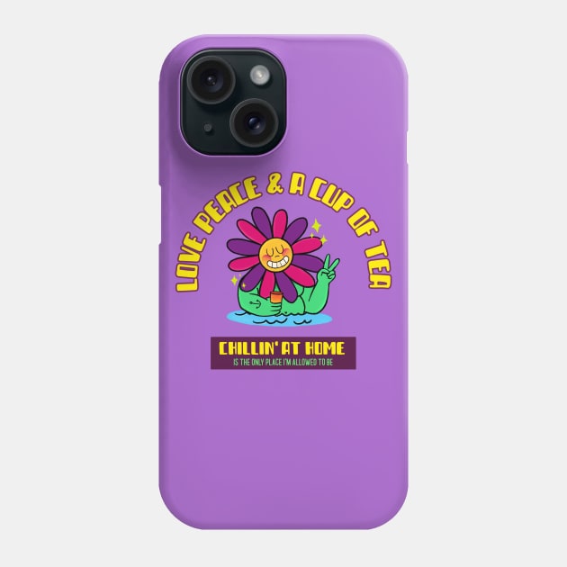 Love, Peace and a Cup of Tea 70s design Phone Case by Lemon Squeezy design 