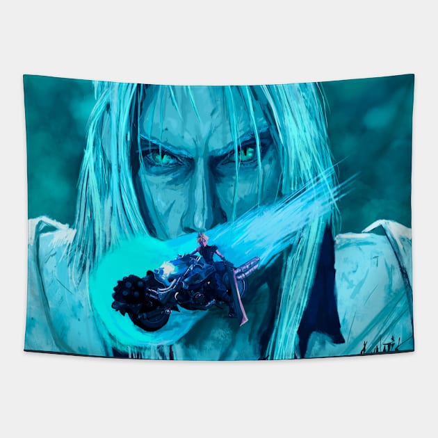 Cloud and Sephiroth Tapestry by Art Of Lunatik