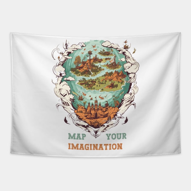 Map Your Imagination Fantasy Vintage Map Tapestry by TeeCraftsGirl