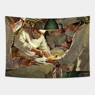 Vintage Science and Medicine, Doctors Performing Surgery in a Hospital ER Tapestry