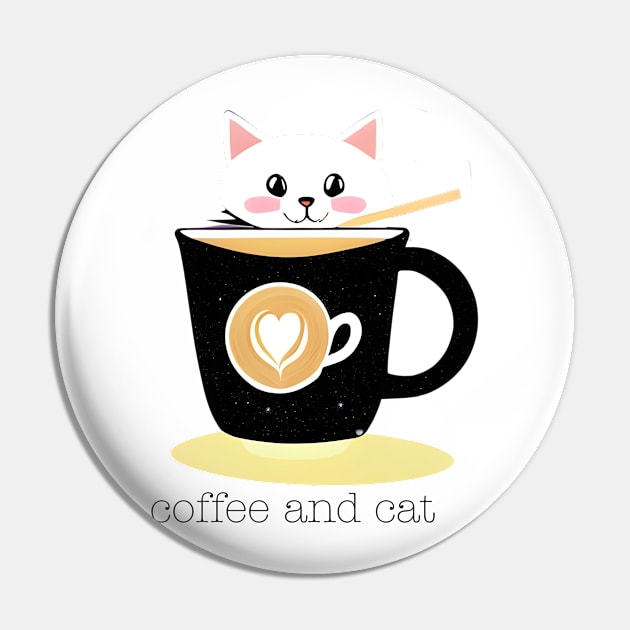 Coffee Cat Pin by geeklyshirts