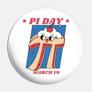 Pi Day March 14 Cartoon Pi Pie Pin