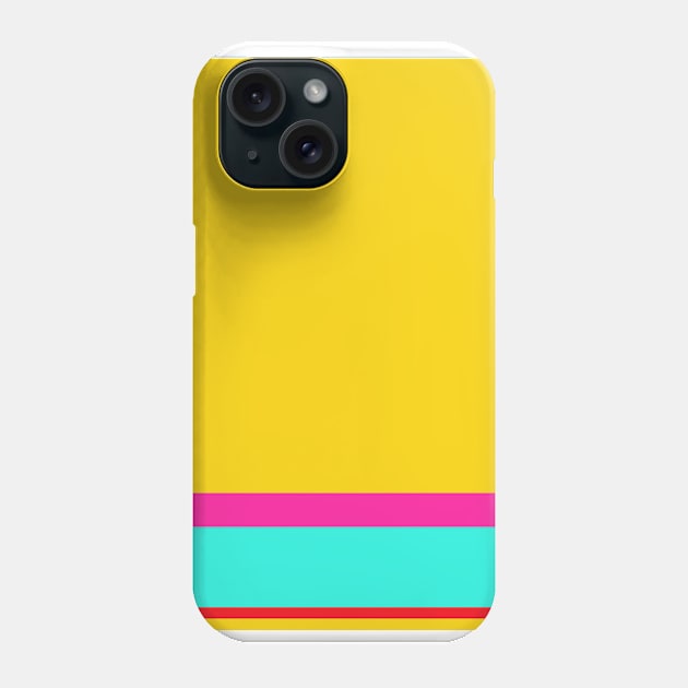 A singular commixture of Red (Pigment), Persian Rose, Golden Yellow and Fluorescent Blue stripes. Phone Case by Sociable Stripes