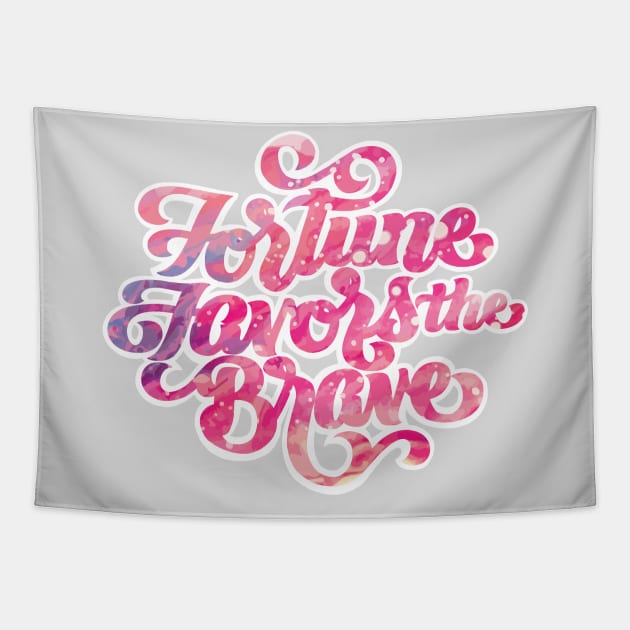 Fortune Favors the Brave Tapestry by polliadesign
