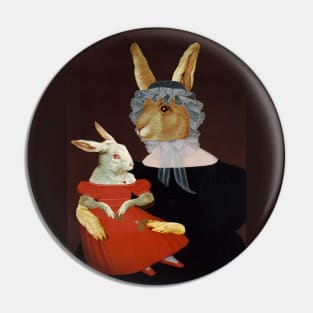 Old-fashioned Easter Rabbits in Dresses and Bonnets Pin