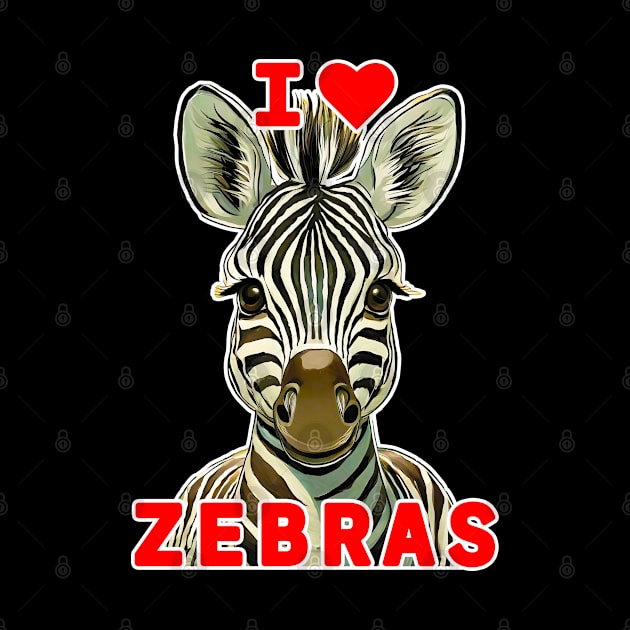 🦓 I Love Zebras! Cute Kawaii Baby African Animal, Zebra by Pixoplanet