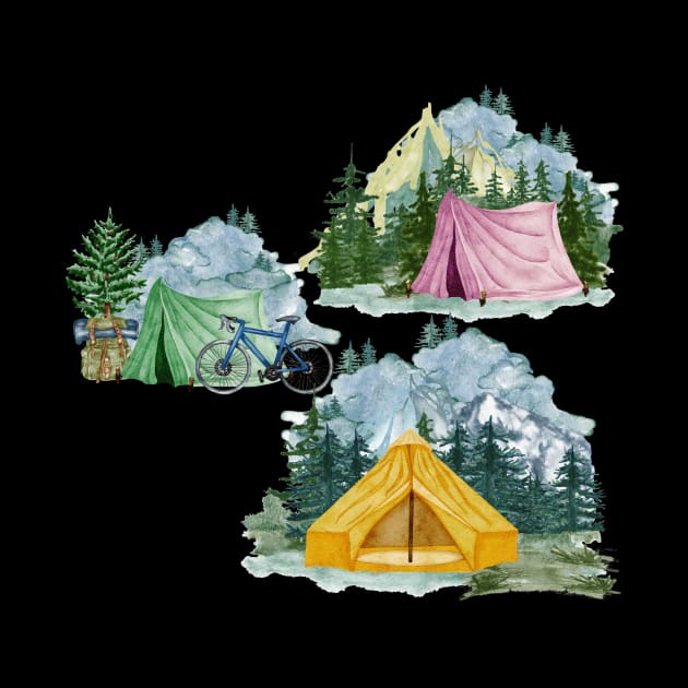 Camping Vintage Since Established Retro Collage by Flowering Away