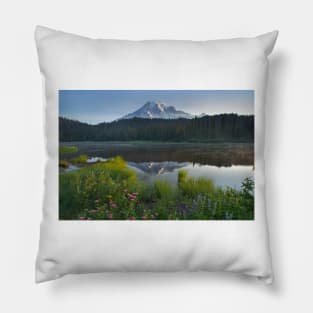 Mount Rainier And Reflection Lake Mount Rainier National Park Pillow