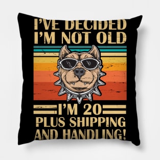 I've Decided I'm Not Old I'm 20 Years Old Plus Shipping And Handling Pitbull Vintage Retro Birthday Pillow