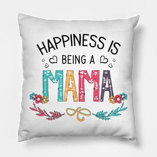 Happiness Is Being A Mama Wildflowers Valentines Mothers Day Pillow