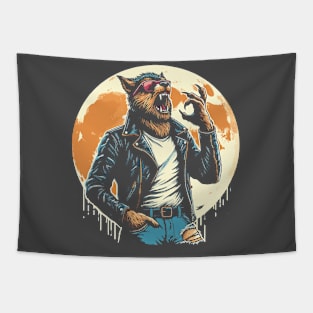 Howling Rock N' Roll Wolf Tapestry