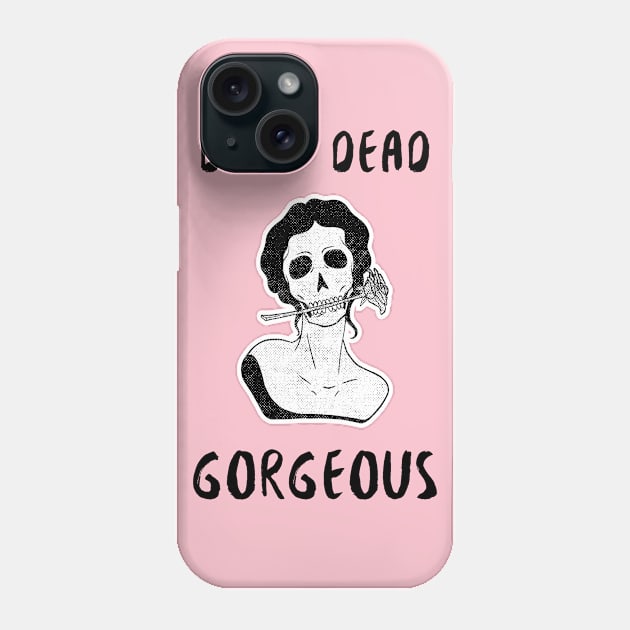 Drop Dead Gorgeous Zombie Skull Girl Rose Phone Case by InkyArt