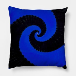 Spiral Blue Black Tie Dye Pillow