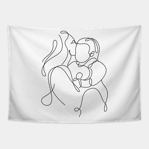 Women Day Line Art Minimal Tapestry by Twiri