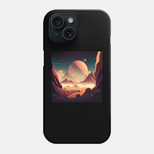 Illustration of landscape in the space Phone Case