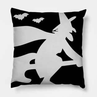 Witch Riding Bass Guitar Funny Halloween Pillow