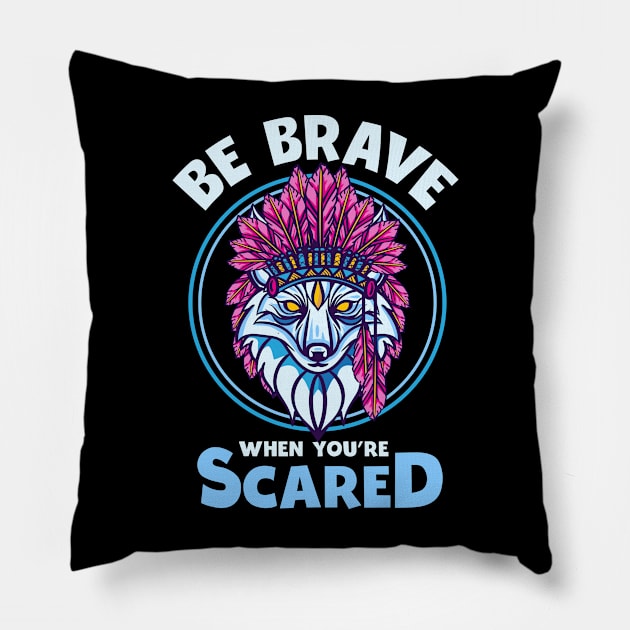 Native American Cherokee Pride with Indigenous Indian Chief feather Headdress Pillow by Irene Koh Studio