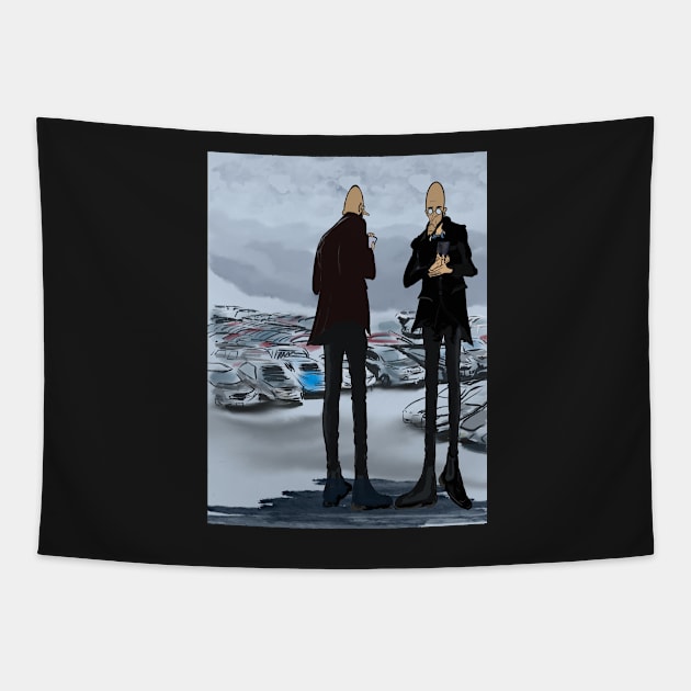 The Lurking Car Salesman Tapestry by Rec Affect Band Merch