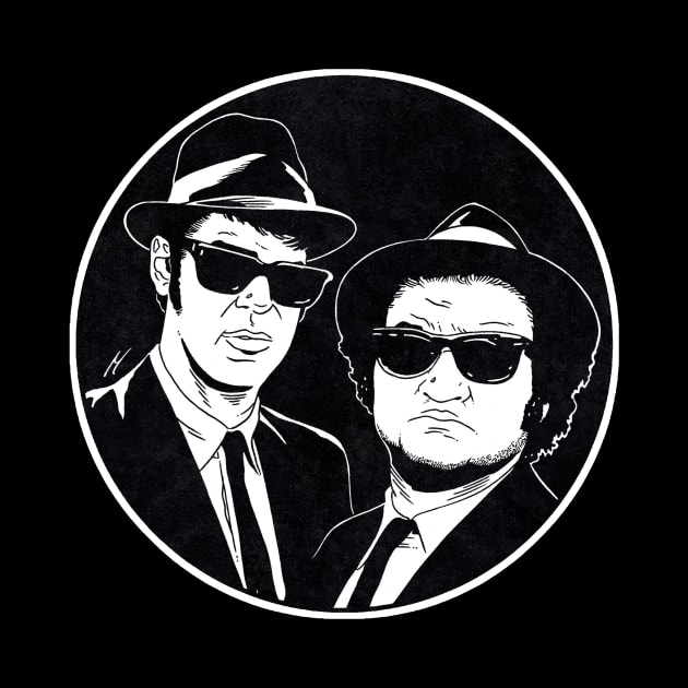 THE BLUES BROTHERS (Circle Black and White) by Famous Weirdos