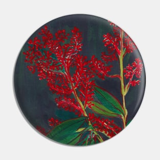 Red Cherry Blossom Flowers Acrylic Painting Artwork Pin