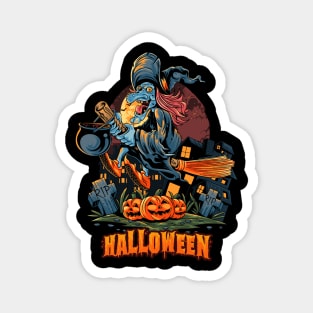 Halloween witch with pumpkin Magnet