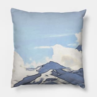 Panorama Mountains of Switzerland / Maléa is looking for the Kobold - children's book WolfArt Pillow