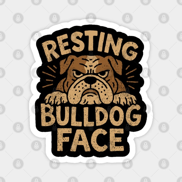 Resting Bulldog Face Grumpy Mood Magnet by Anticorporati