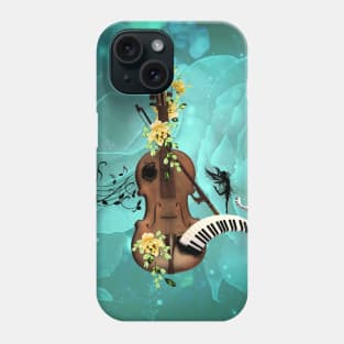 Wondeful violin with piano and flowers Phone Case