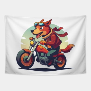 cute dog riding a motorbike Tapestry