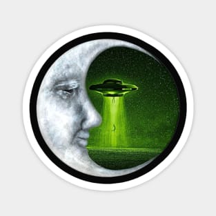 Moon Crescent - Alien Abduction (Green) Magnet