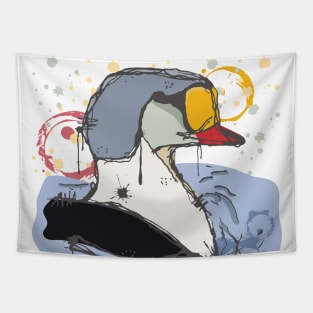 King Eider duck watercolor sketch Tapestry
