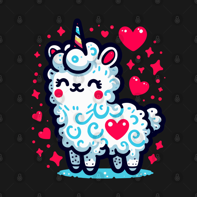 Kawaii rainbow llamacorn unicorn llama of love by TomFrontierArt